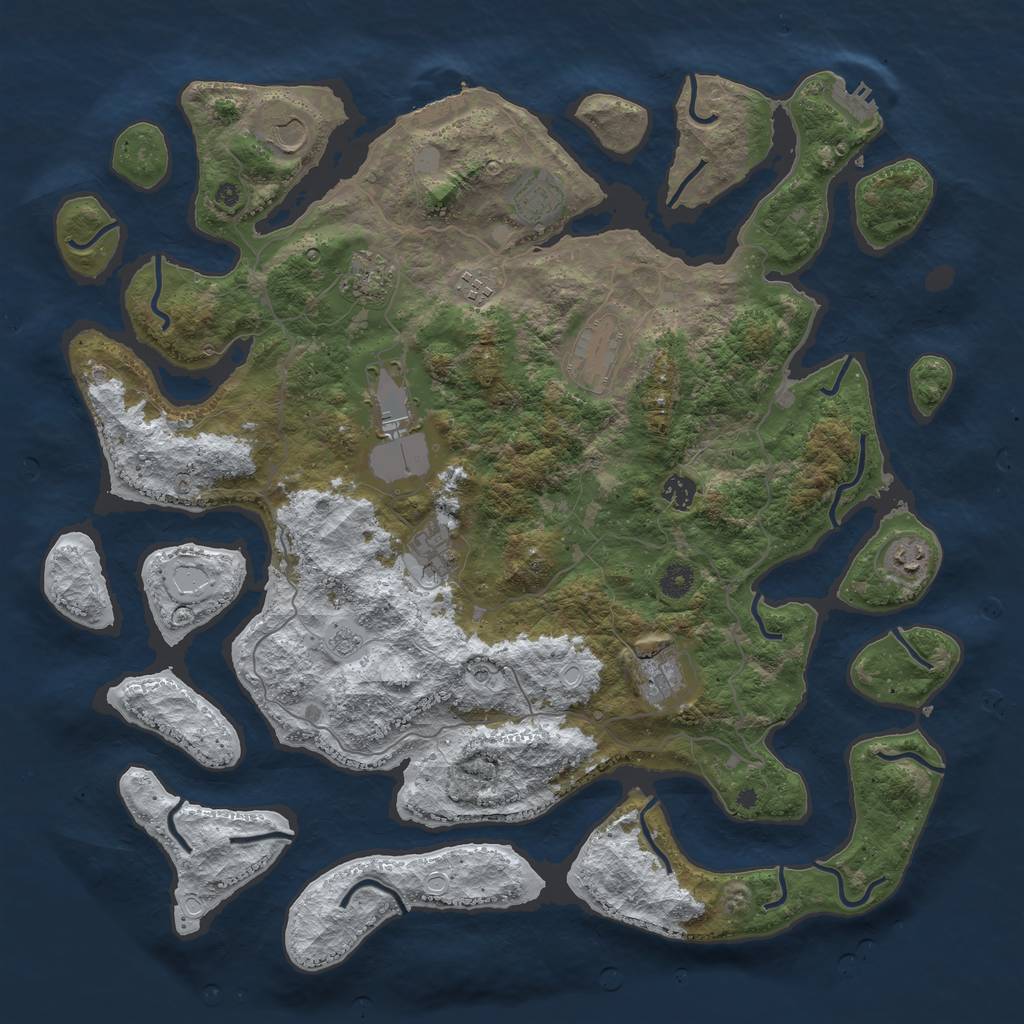 Rust Map: Procedural Map, Size: 4500, Seed: 5207534, 19 Monuments