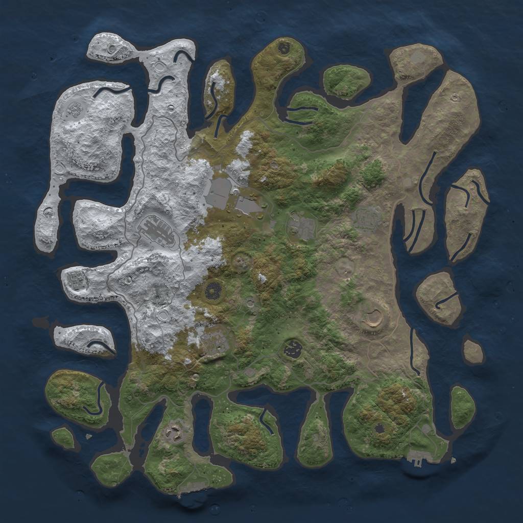 Rust Map: Procedural Map, Size: 4500, Seed: 349710, 18 Monuments