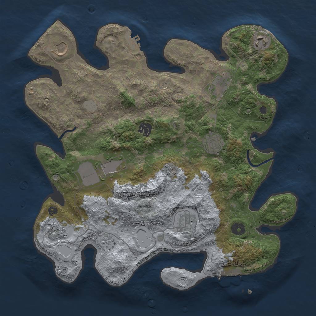 Rust Map: Procedural Map, Size: 3500, Seed: 1029870, 18 Monuments