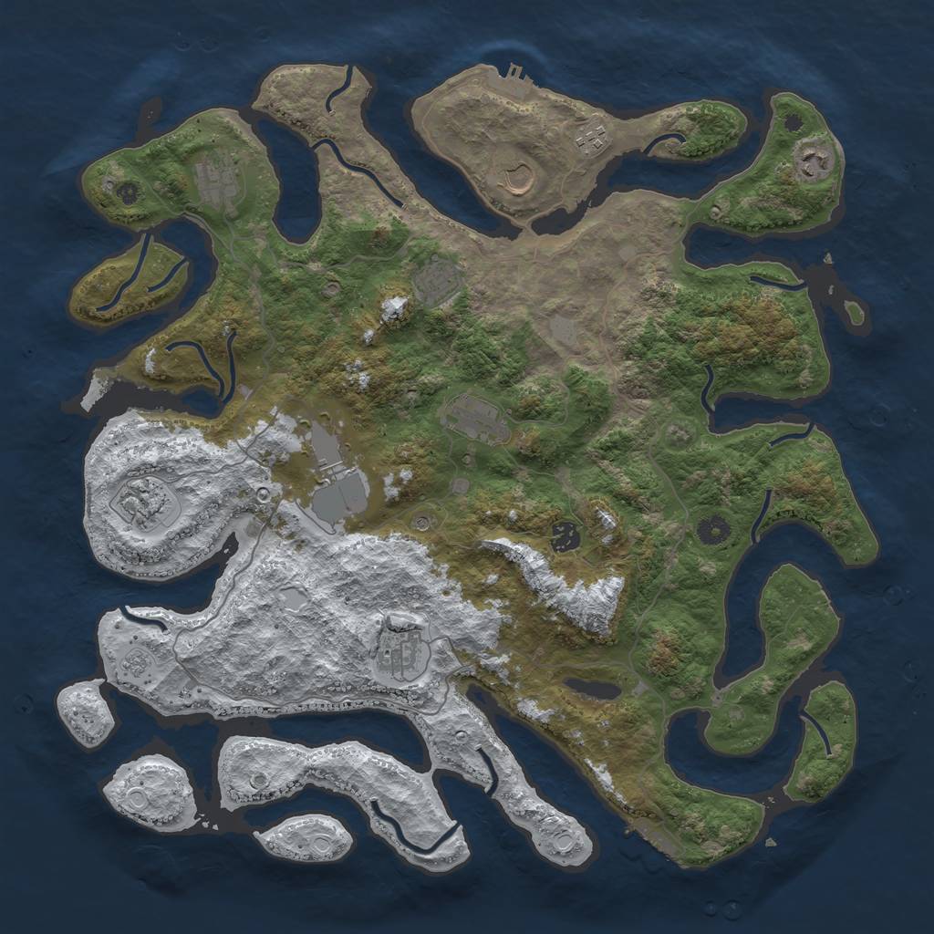 Rust Map: Procedural Map, Size: 4500, Seed: 423675, 19 Monuments