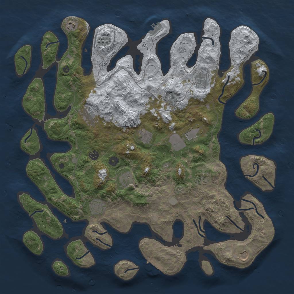 Rust Map: Procedural Map, Size: 4500, Seed: 2372156, 20 Monuments