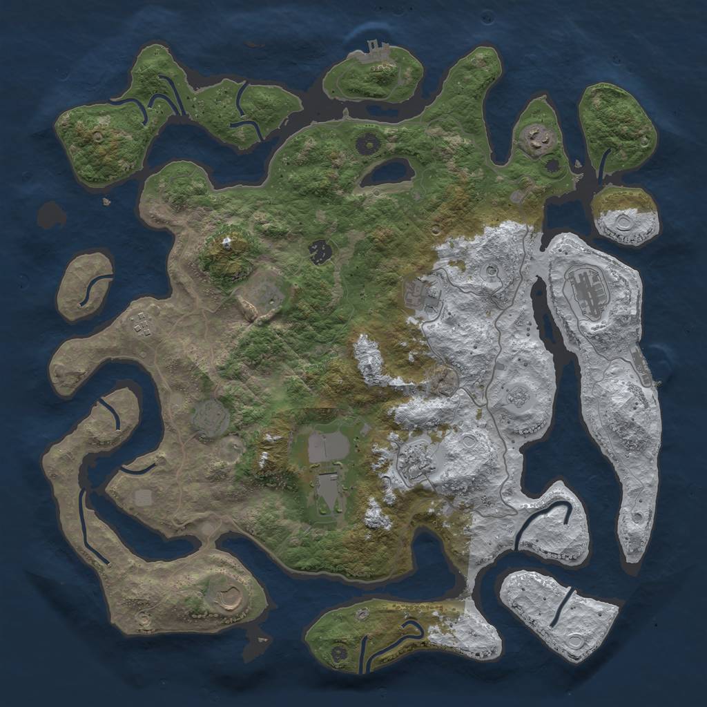 Rust Map: Procedural Map, Size: 4500, Seed: 3075525, 19 Monuments
