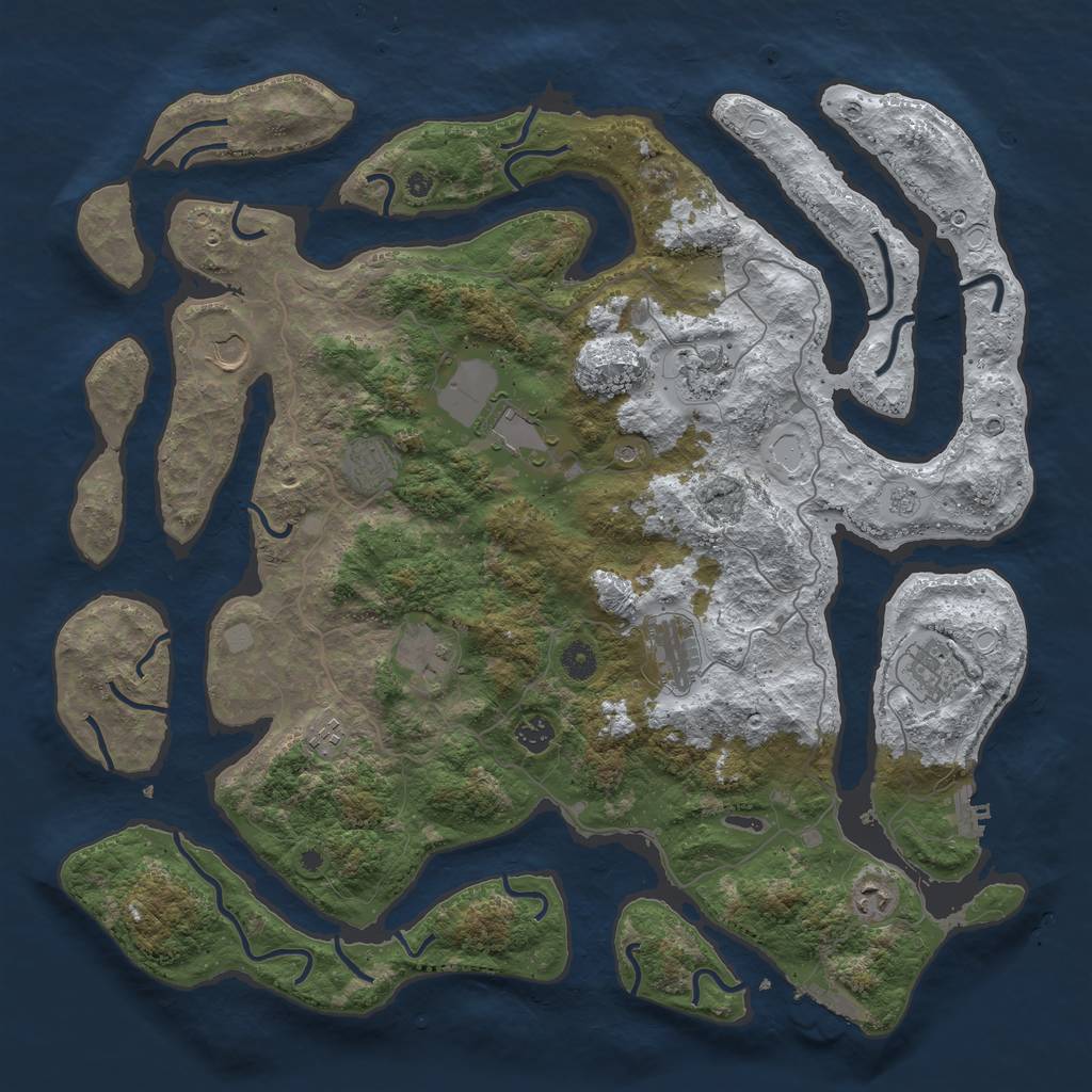 Rust Map: Procedural Map, Size: 4500, Seed: 4309913, 19 Monuments