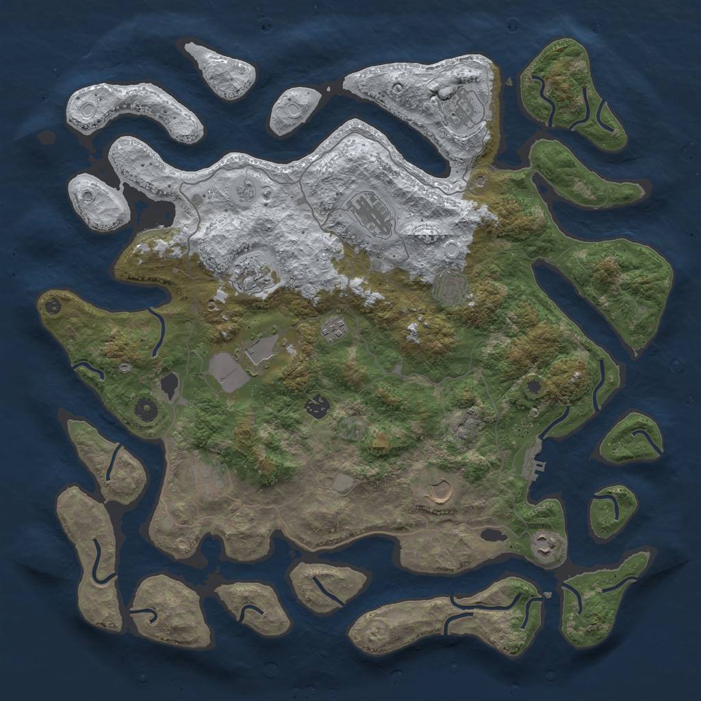 Rust Map: Procedural Map, Size: 4500, Seed: 3527730, 18 Monuments