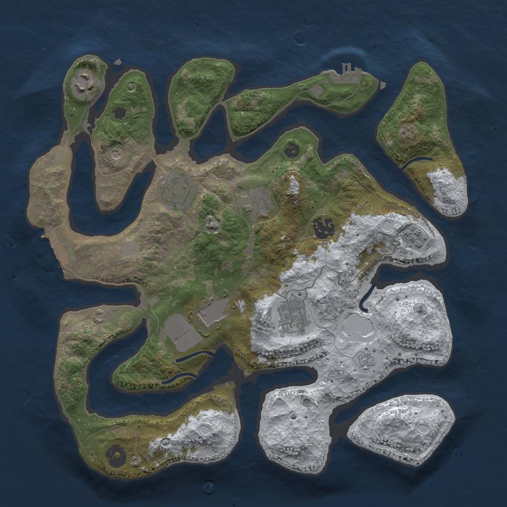 Rust Map: Procedural Map, Size: 3500, Seed: 1306308428, 16 Monuments