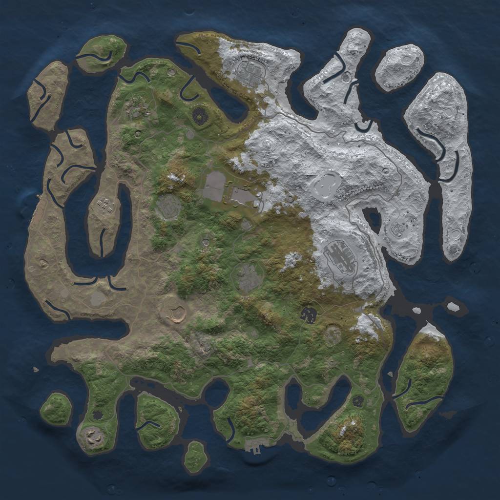 Rust Map: Procedural Map, Size: 4500, Seed: 1036705, 19 Monuments