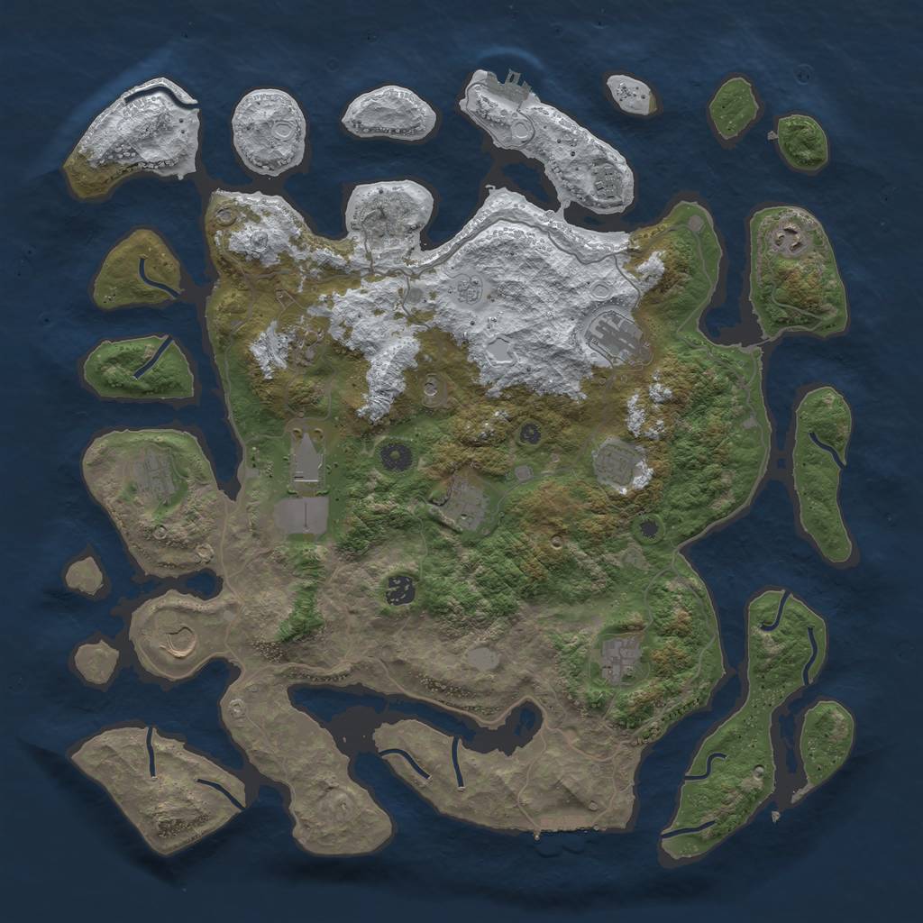 Rust Map: Procedural Map, Size: 4500, Seed: 51587, 20 Monuments