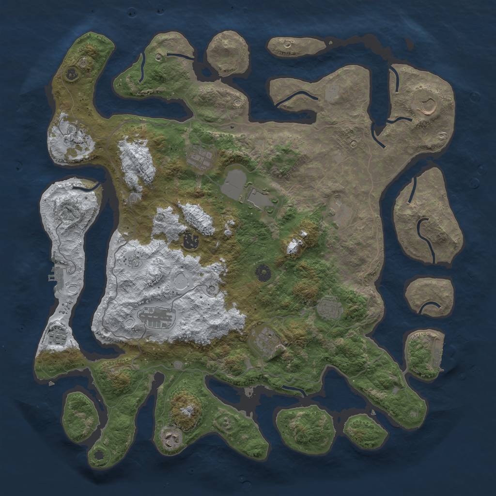 Rust Map: Procedural Map, Size: 4500, Seed: 1115507, 20 Monuments