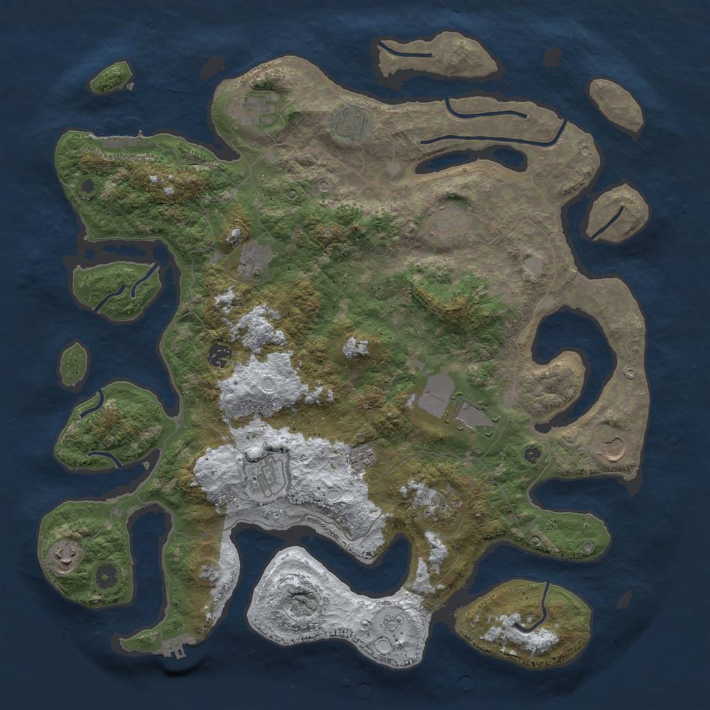 Rust Map: Procedural Map, Size: 4500, Seed: 1624152, 20 Monuments