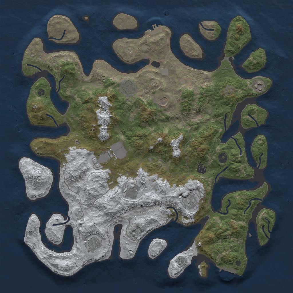 Rust Map: Procedural Map, Size: 4500, Seed: 1211155, 18 Monuments