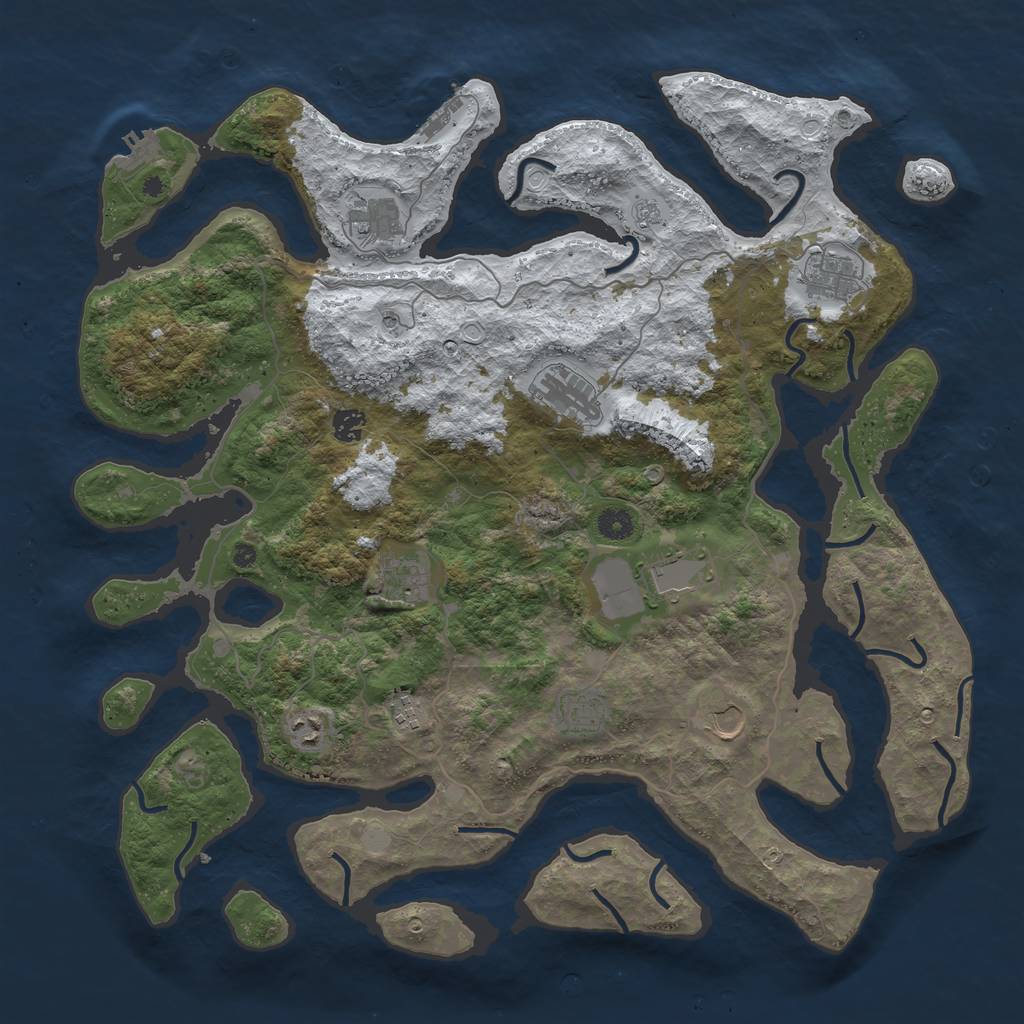 Rust Map: Procedural Map, Size: 4500, Seed: 2791359, 19 Monuments