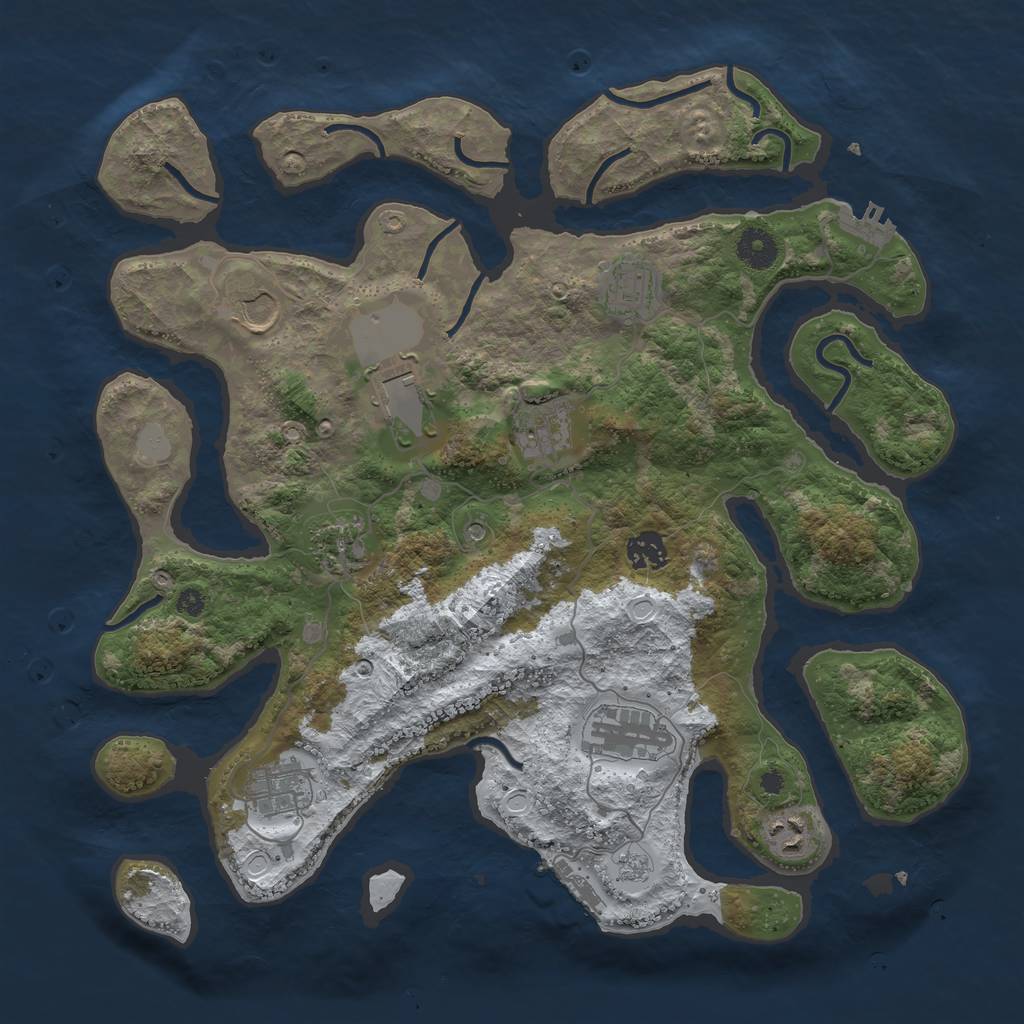 Rust Map: Procedural Map, Size: 3800, Seed: 120, 18 Monuments