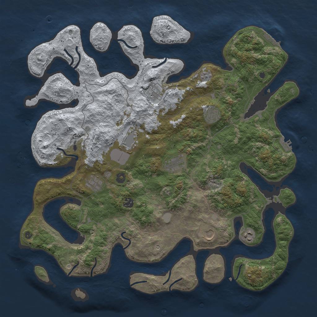 Rust Map: Procedural Map, Size: 4500, Seed: 3648332, 18 Monuments