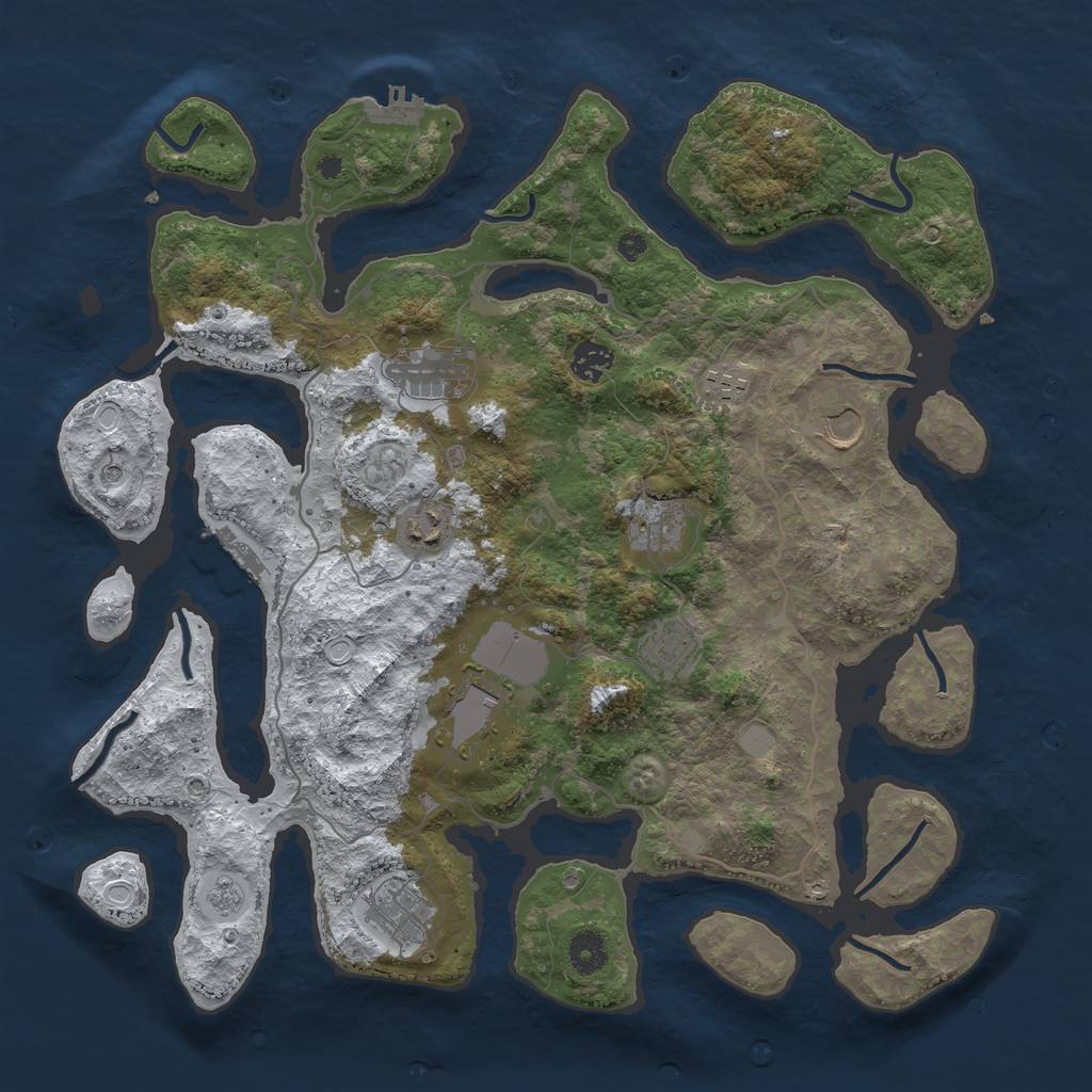 Rust Map: Procedural Map, Size: 4000, Seed: 147258369, 18 Monuments