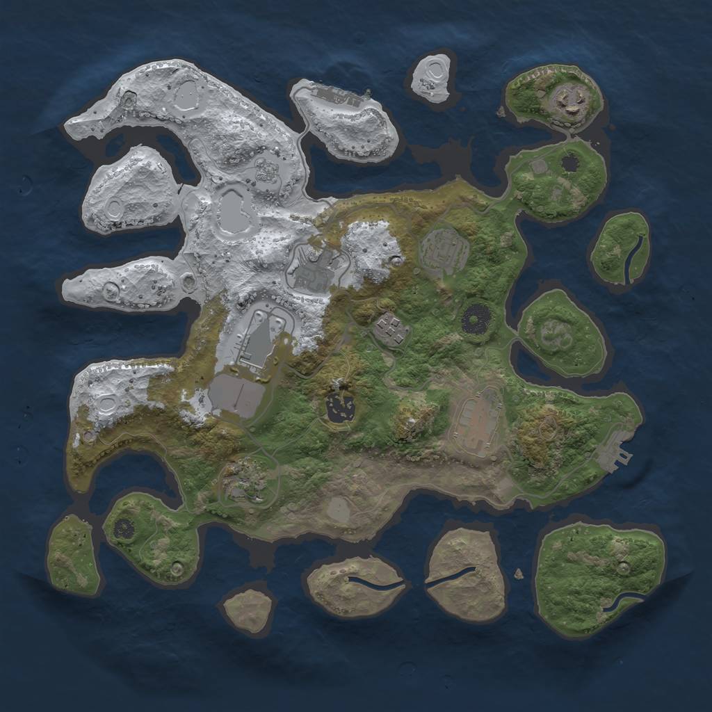 Rust Map: Procedural Map, Size: 3500, Seed: 6275089, 16 Monuments