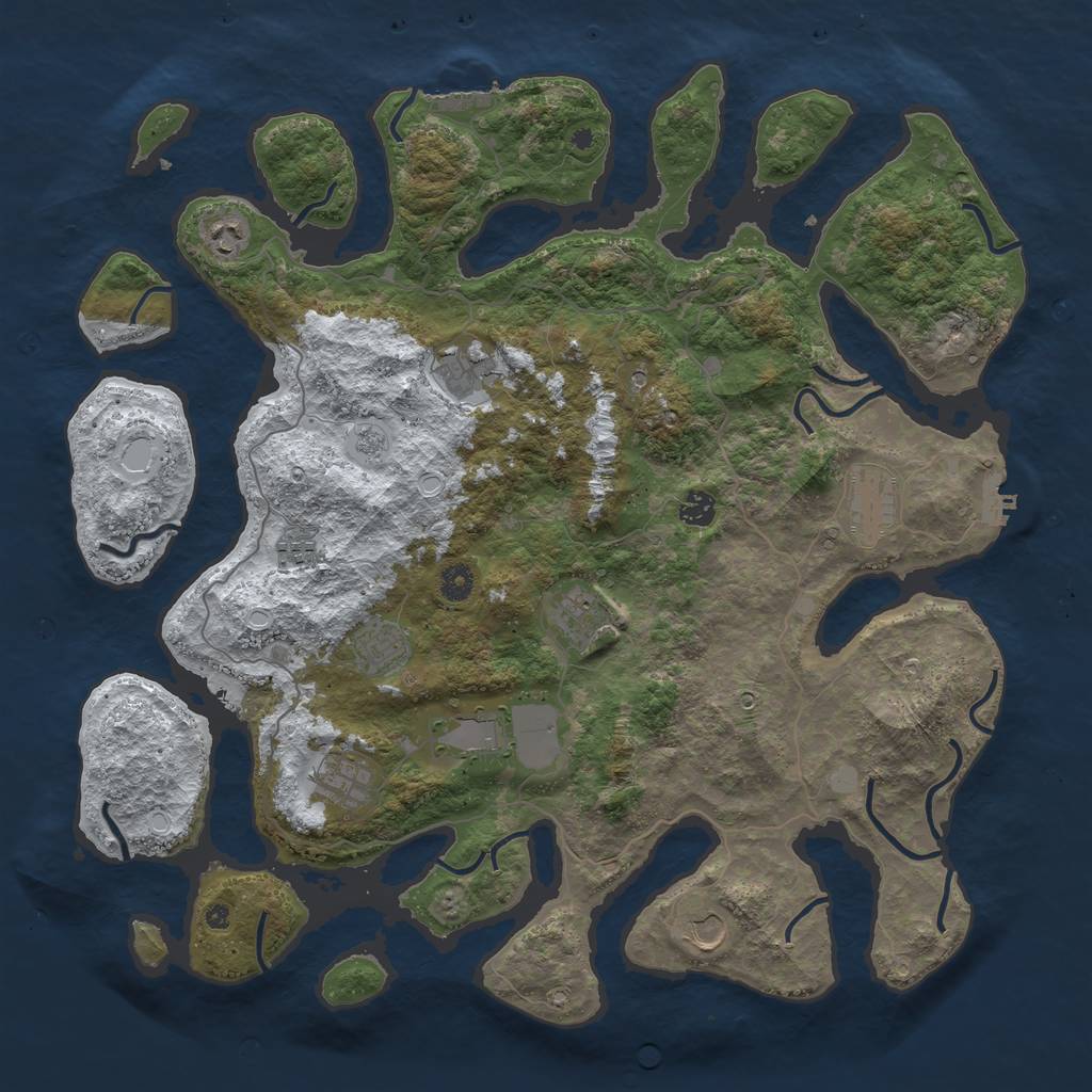 Rust Map: Procedural Map, Size: 4500, Seed: 5618052, 19 Monuments