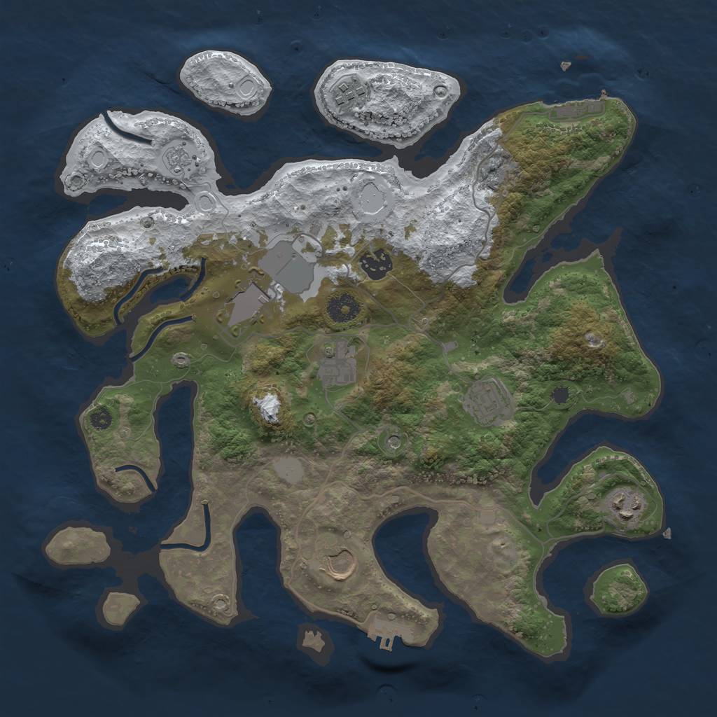 Rust Map: Procedural Map, Size: 3500, Seed: 1756921, 16 Monuments