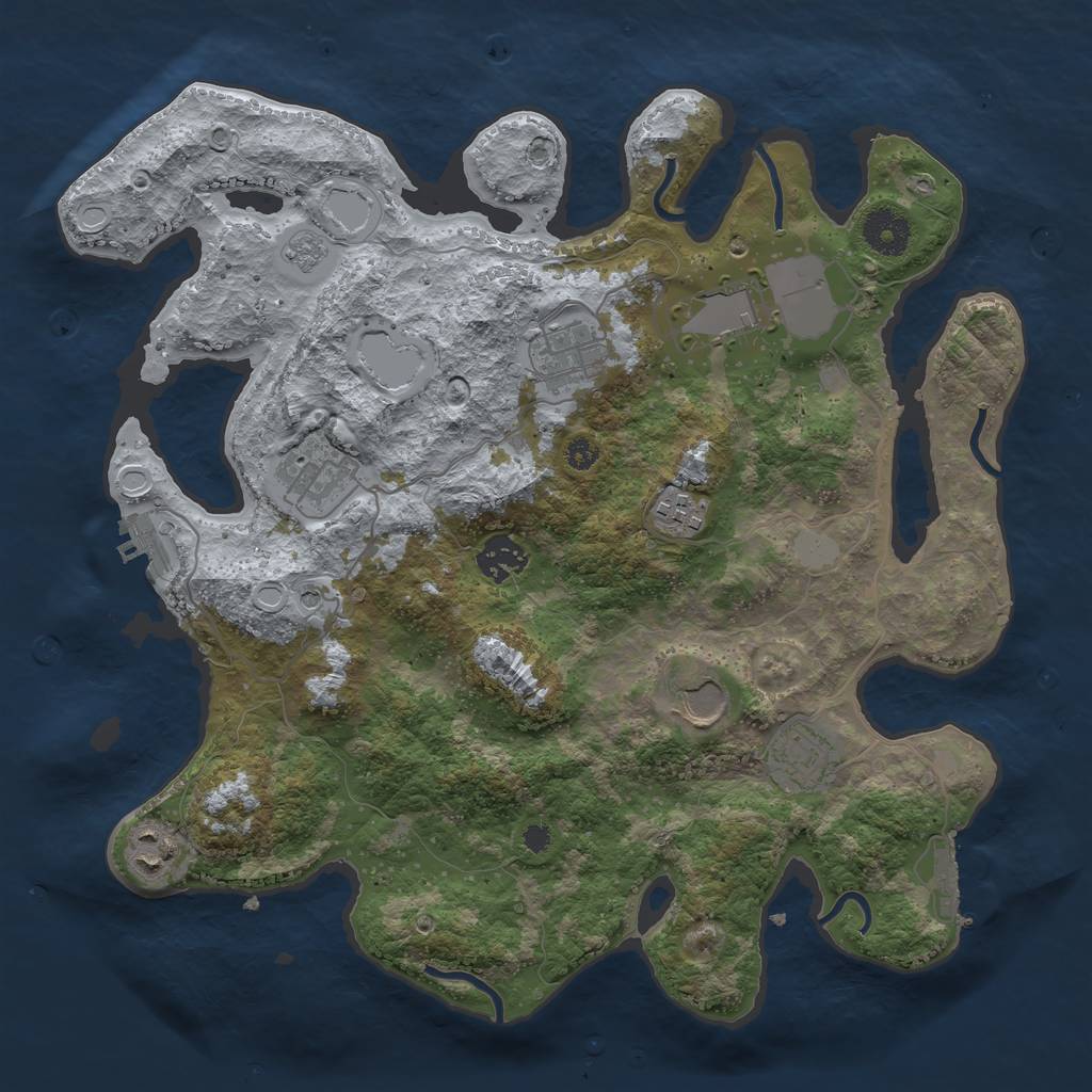 Rust Map: Procedural Map, Size: 3500, Seed: 5952525, 17 Monuments