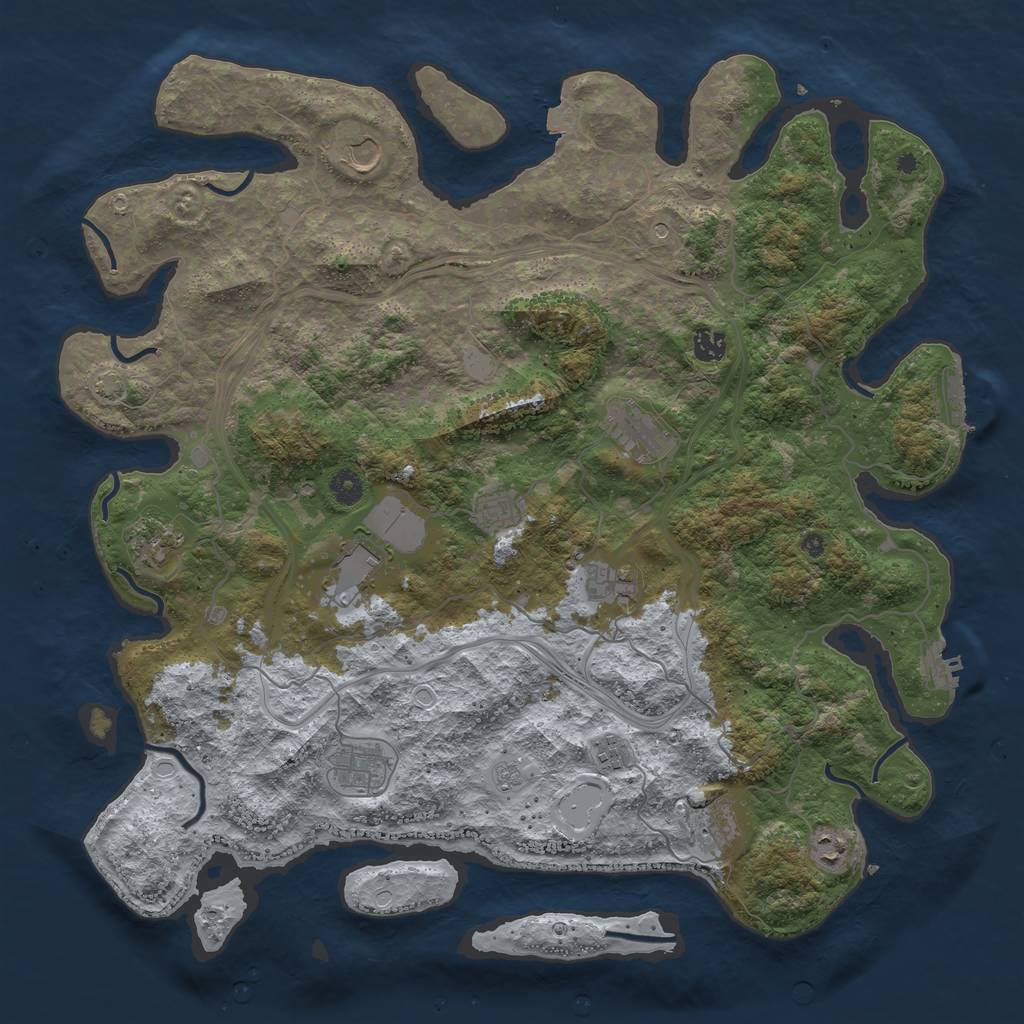 Rust Map: Procedural Map, Size: 4500, Seed: 388286, 19 Monuments