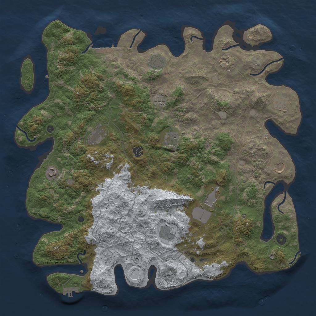 Rust Map: Procedural Map, Size: 4500, Seed: 4464045, 20 Monuments