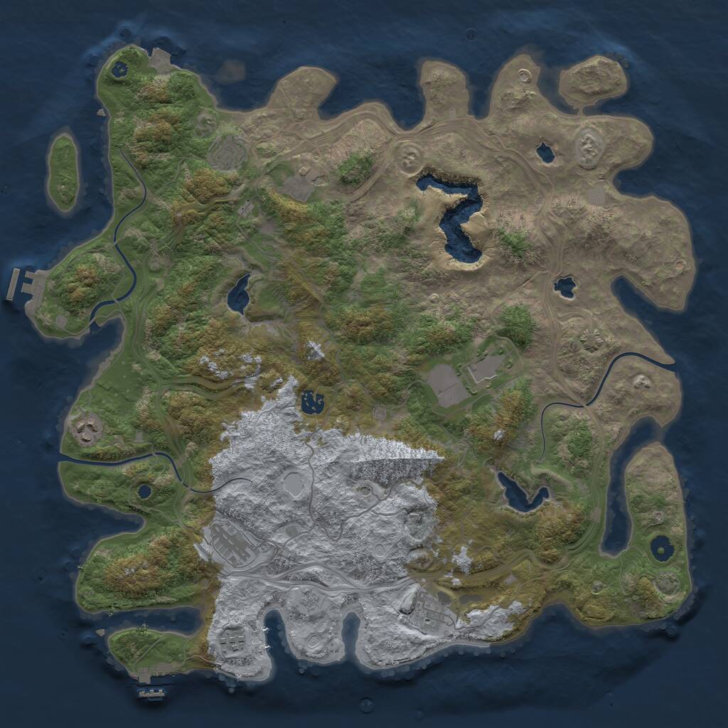 Rust Map: Procedural Map, Size: 4500, Seed: 4464045, 14 Monuments