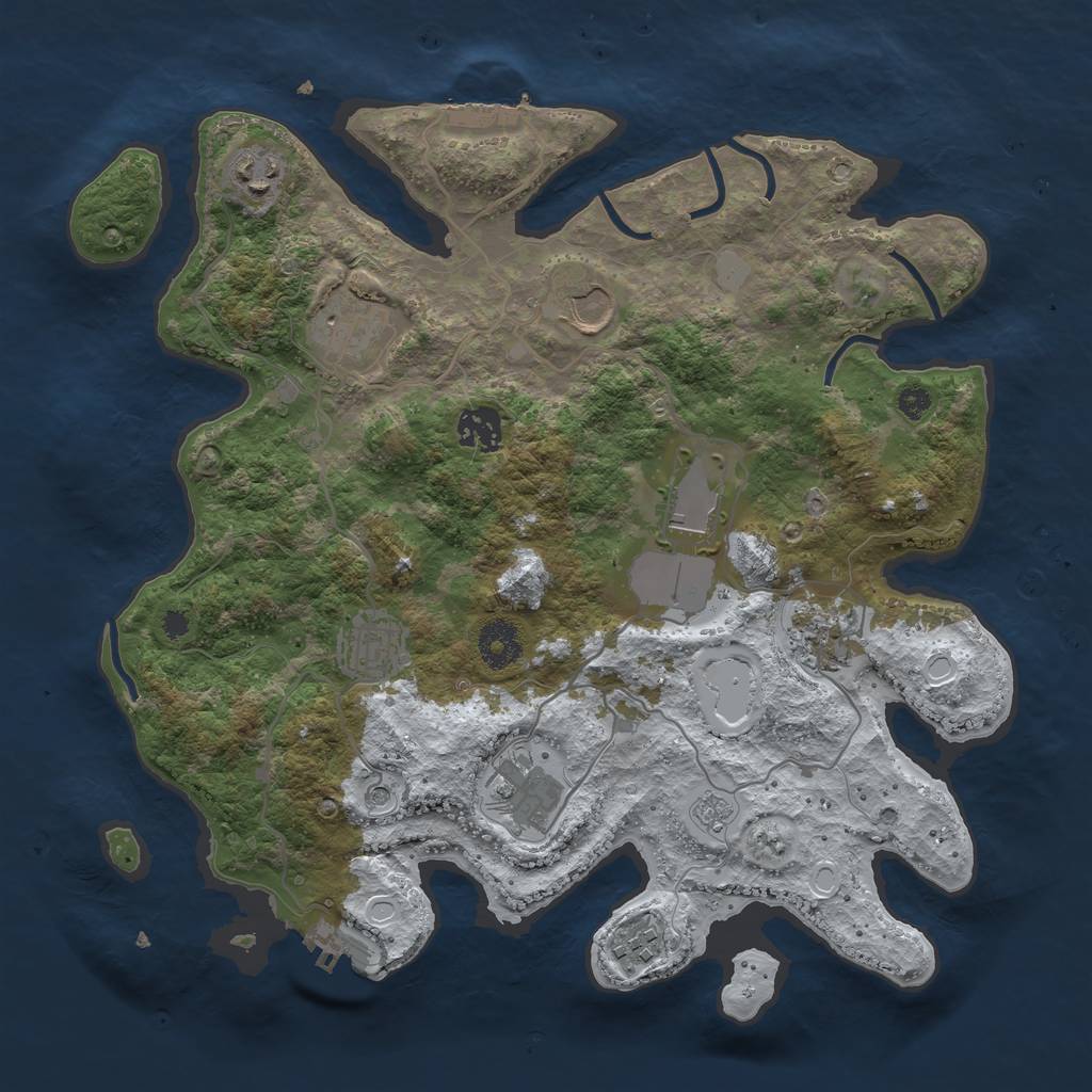 Rust Map: Procedural Map, Size: 3500, Seed: 4164196, 18 Monuments