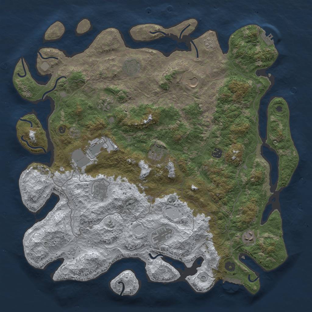 Rust Map: Procedural Map, Size: 4500, Seed: 4997050, 19 Monuments