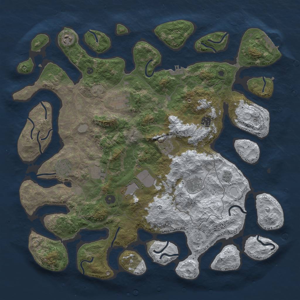 Rust Map: Procedural Map, Size: 4500, Seed: 583025, 18 Monuments