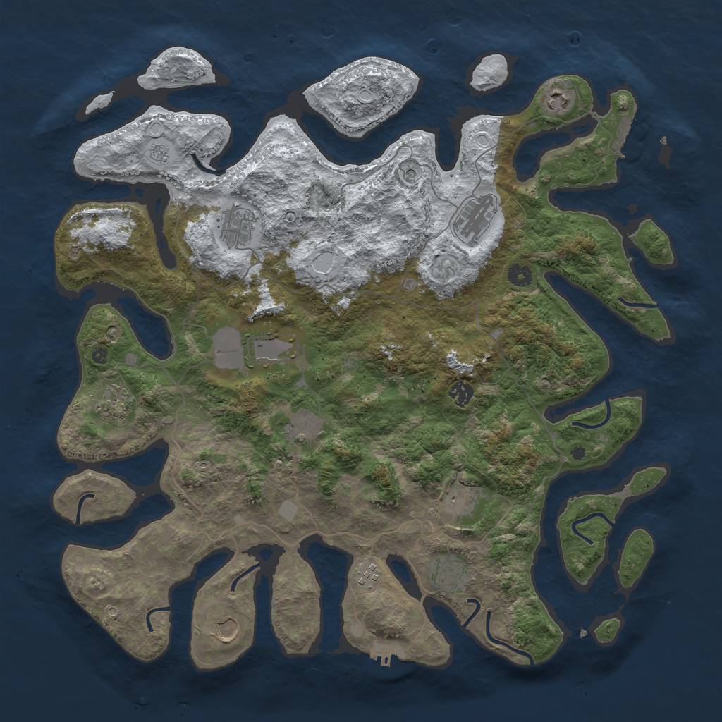 Rust Map: Procedural Map, Size: 4500, Seed: 2843790, 20 Monuments