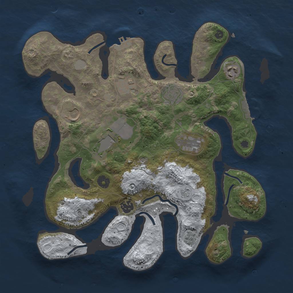 Rust Map: Procedural Map, Size: 3500, Seed: 2358039, 17 Monuments