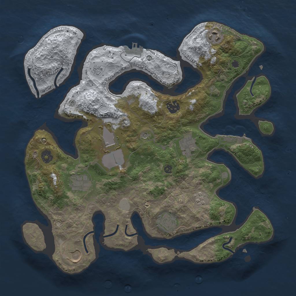 Rust Map: Procedural Map, Size: 3500, Seed: 2310794, 17 Monuments