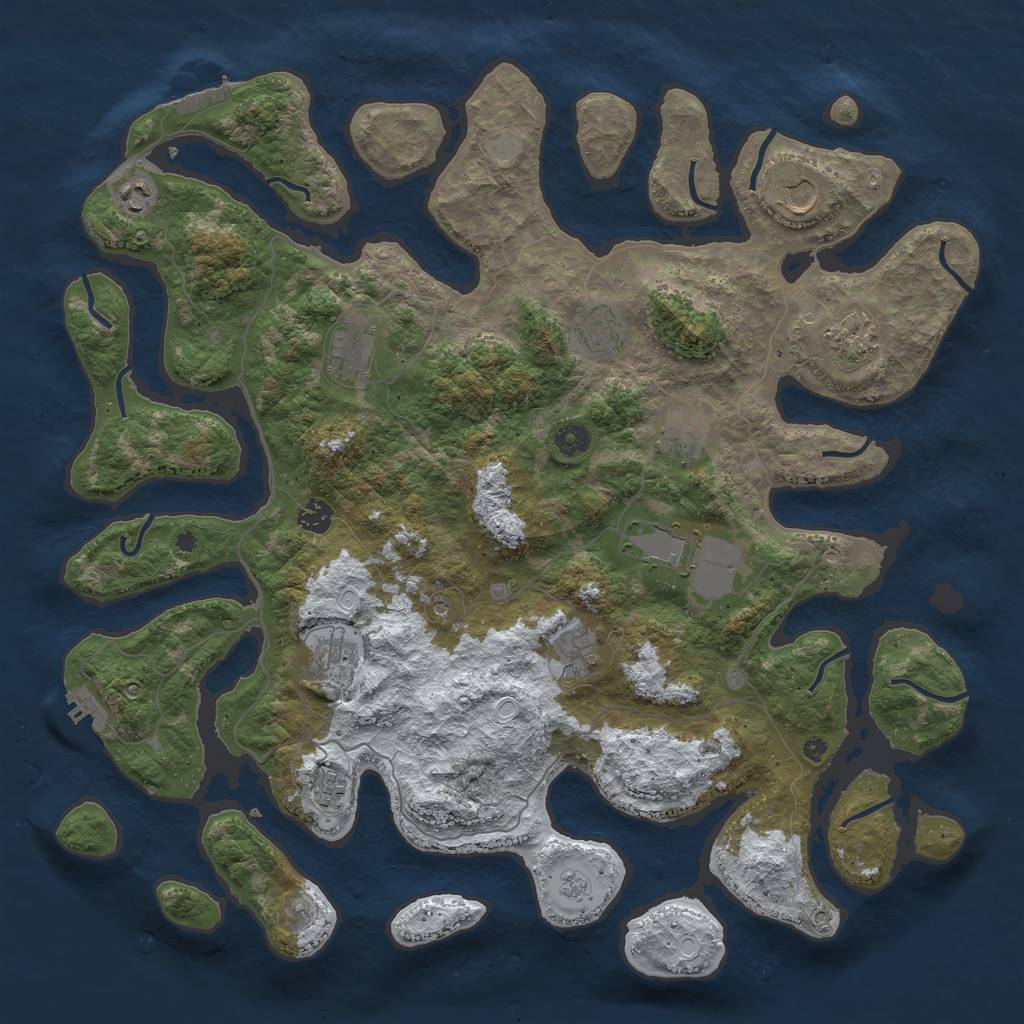 Rust Map: Procedural Map, Size: 4500, Seed: 498894, 20 Monuments