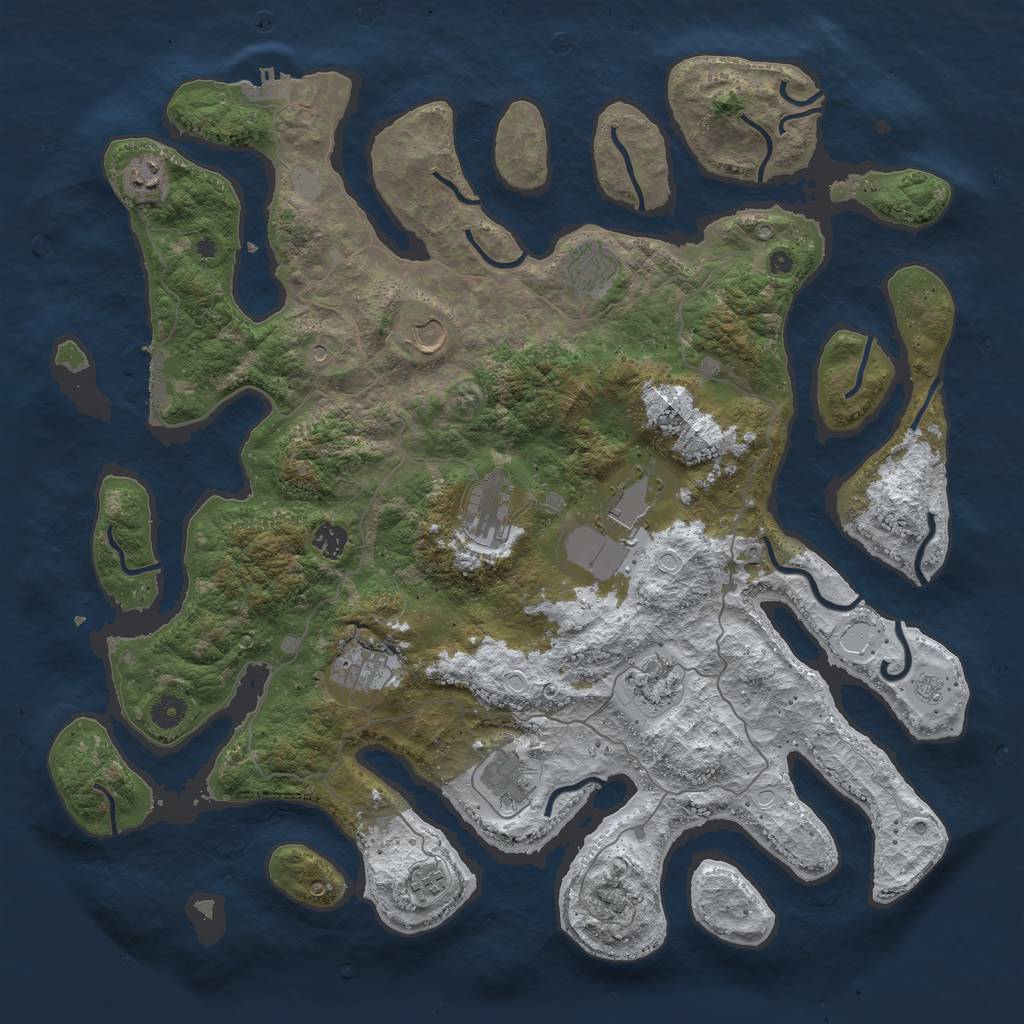 Rust Map: Procedural Map, Size: 4500, Seed: 2352166, 19 Monuments