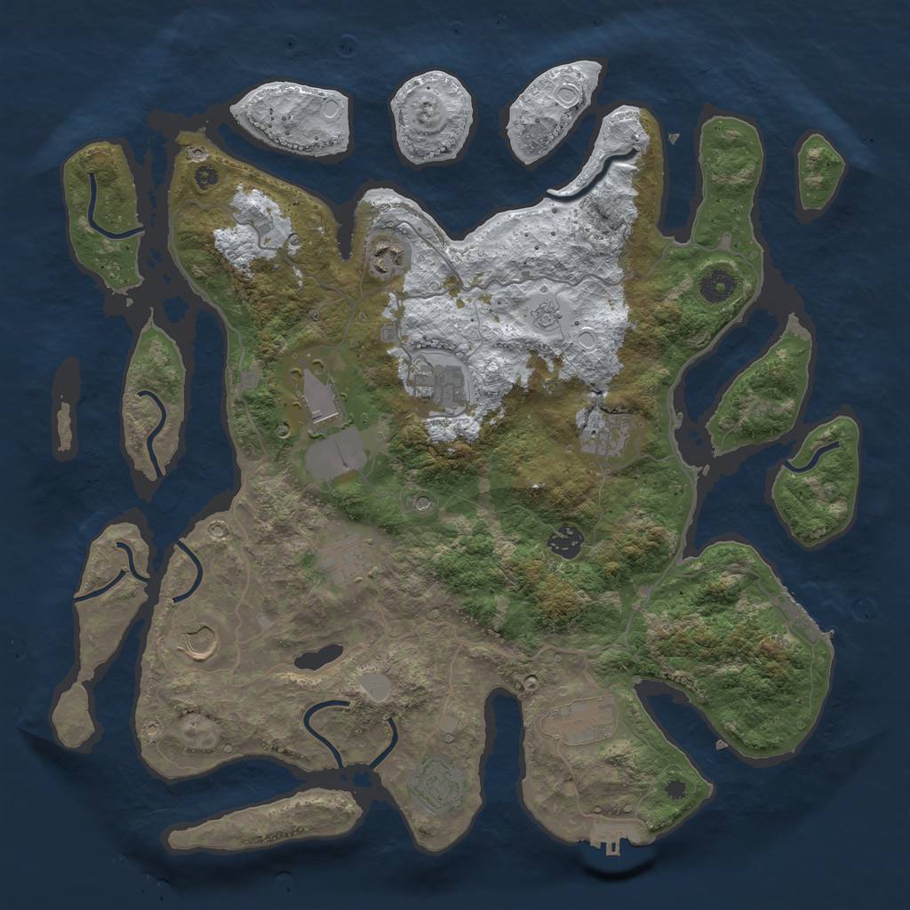Rust Map: Procedural Map, Size: 4000, Seed: 3575389, 18 Monuments
