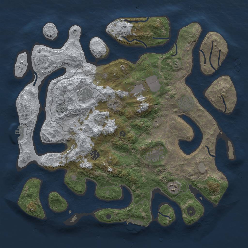 Rust Map: Procedural Map, Size: 4000, Seed: 36552, 16 Monuments