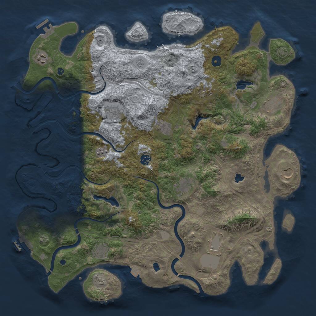 Rust Map: Procedural Map, Size: 4500, Seed: 4932010, 17 Monuments