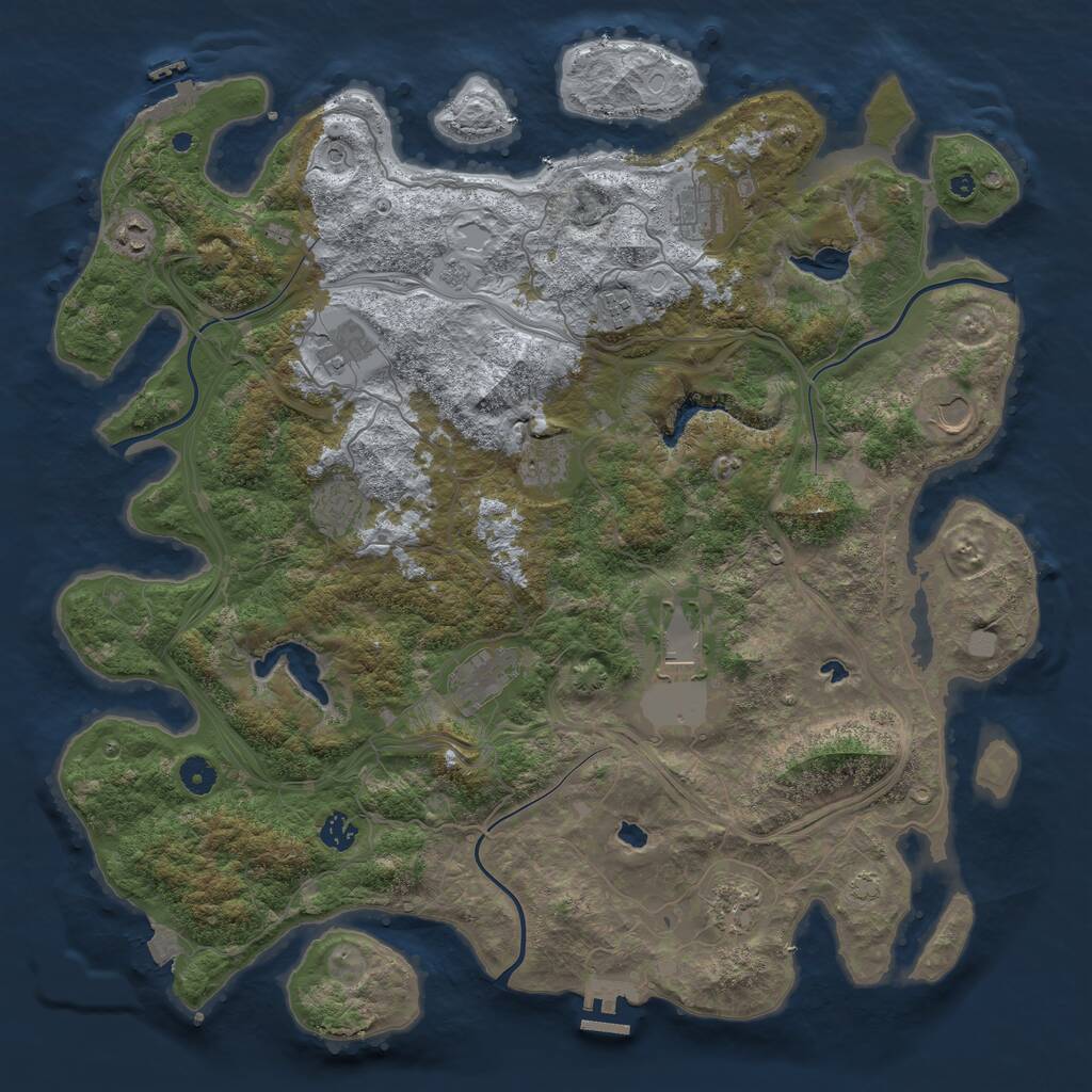 Rust Map: Procedural Map, Size: 4500, Seed: 4932010, 17 Monuments