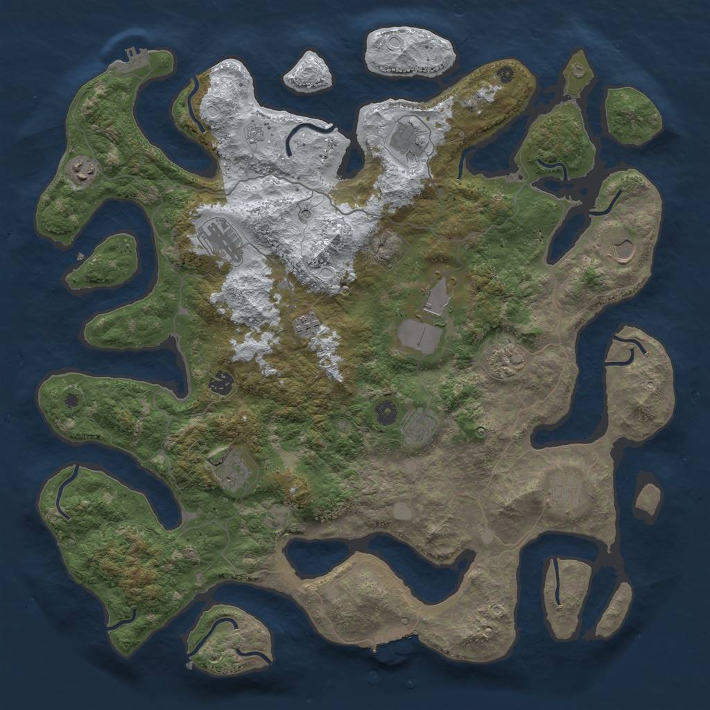 Rust Map: Procedural Map, Size: 4500, Seed: 4932010, 20 Monuments