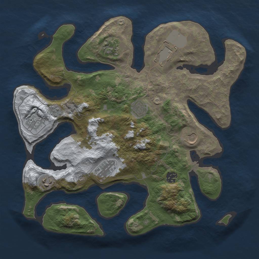 Rust Map: Barren, Size: 3500, Seed: 1467562709, 12 Monuments