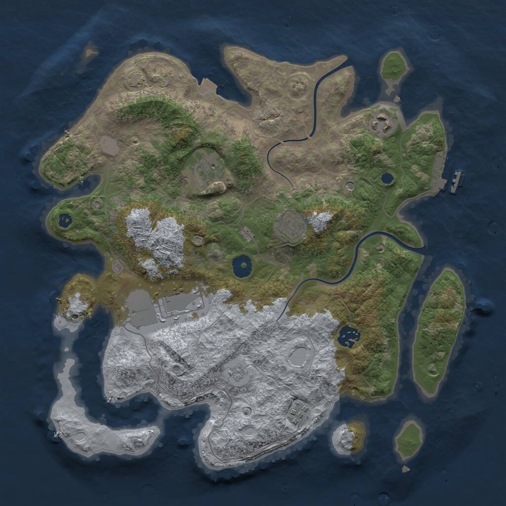 Rust Map: Procedural Map, Size: 3550, Seed: 6565, 11 Monuments