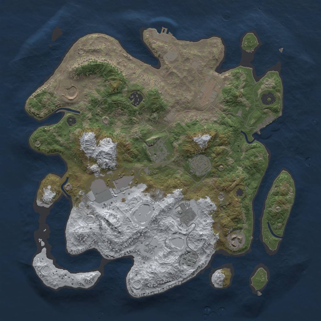 Rust Map: Procedural Map, Size: 3550, Seed: 6565, 18 Monuments