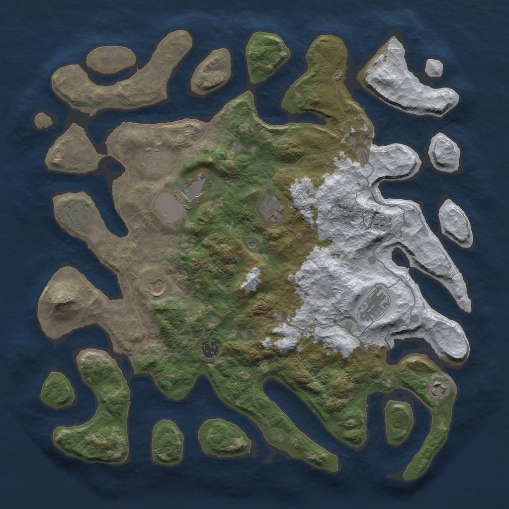 Rust Map: Barren, Size: 4500, Seed: 748875119, 12 Monuments