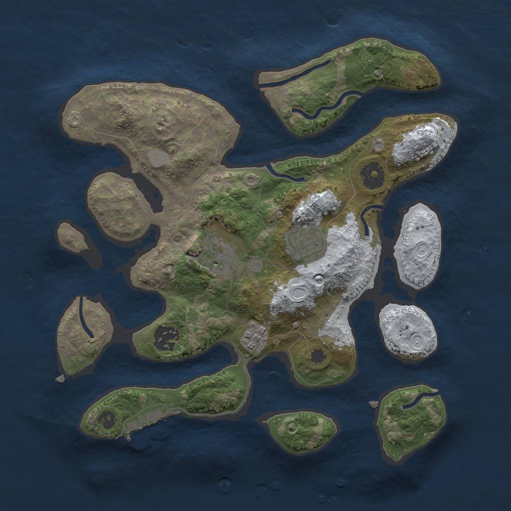 Rust Map: Procedural Map, Size: 3000, Seed: 8566447, 10 Monuments