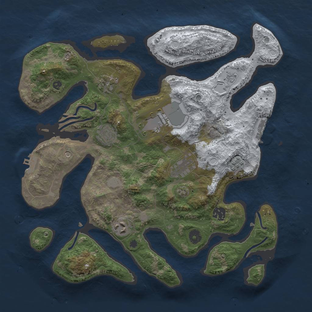 Rust Map: Procedural Map, Size: 3500, Seed: 504843, 16 Monuments