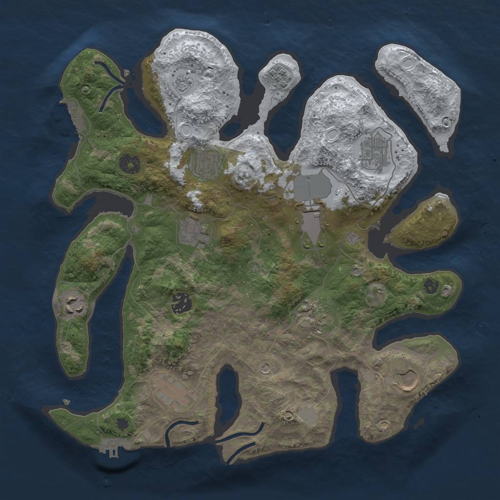 Rust Map: Procedural Map, Size: 3500, Seed: 646782, 19 Monuments