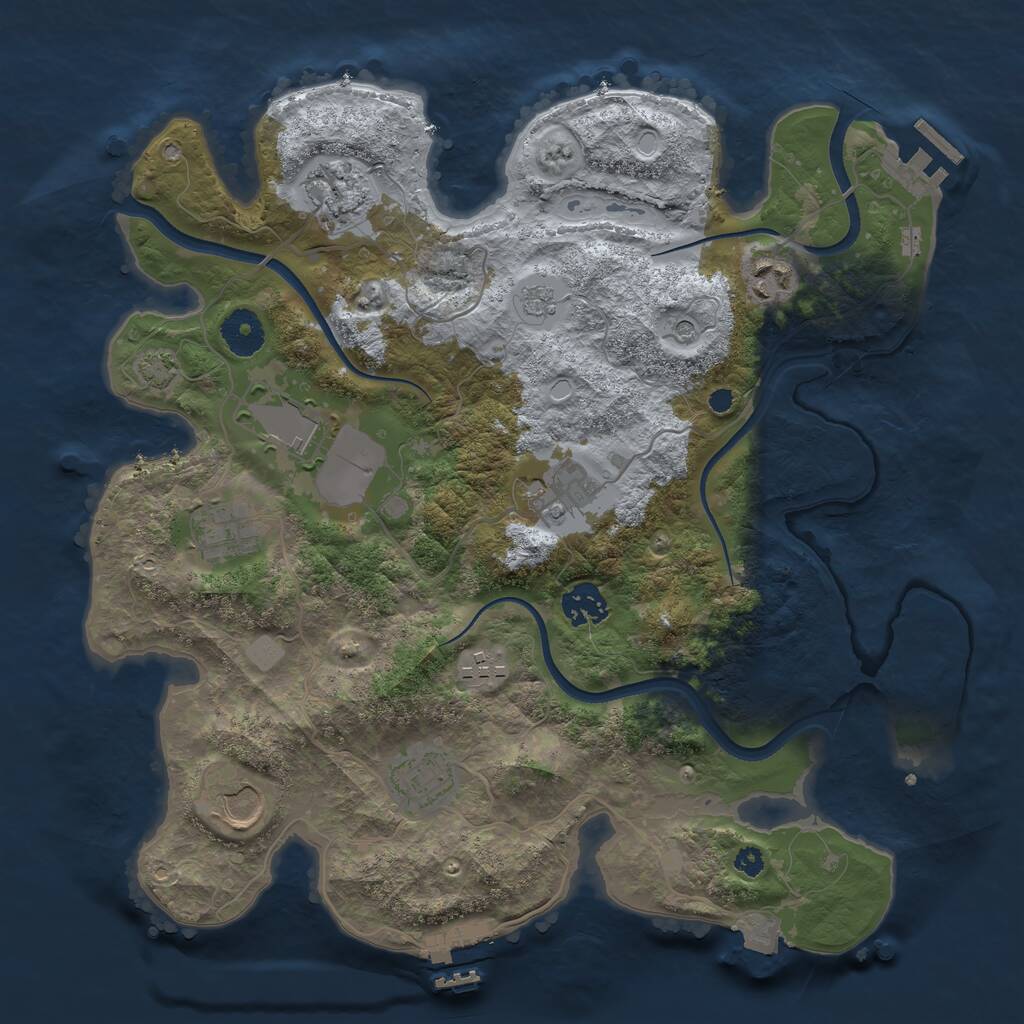 Rust Map: Procedural Map, Size: 3500, Seed: 2643474, 15 Monuments