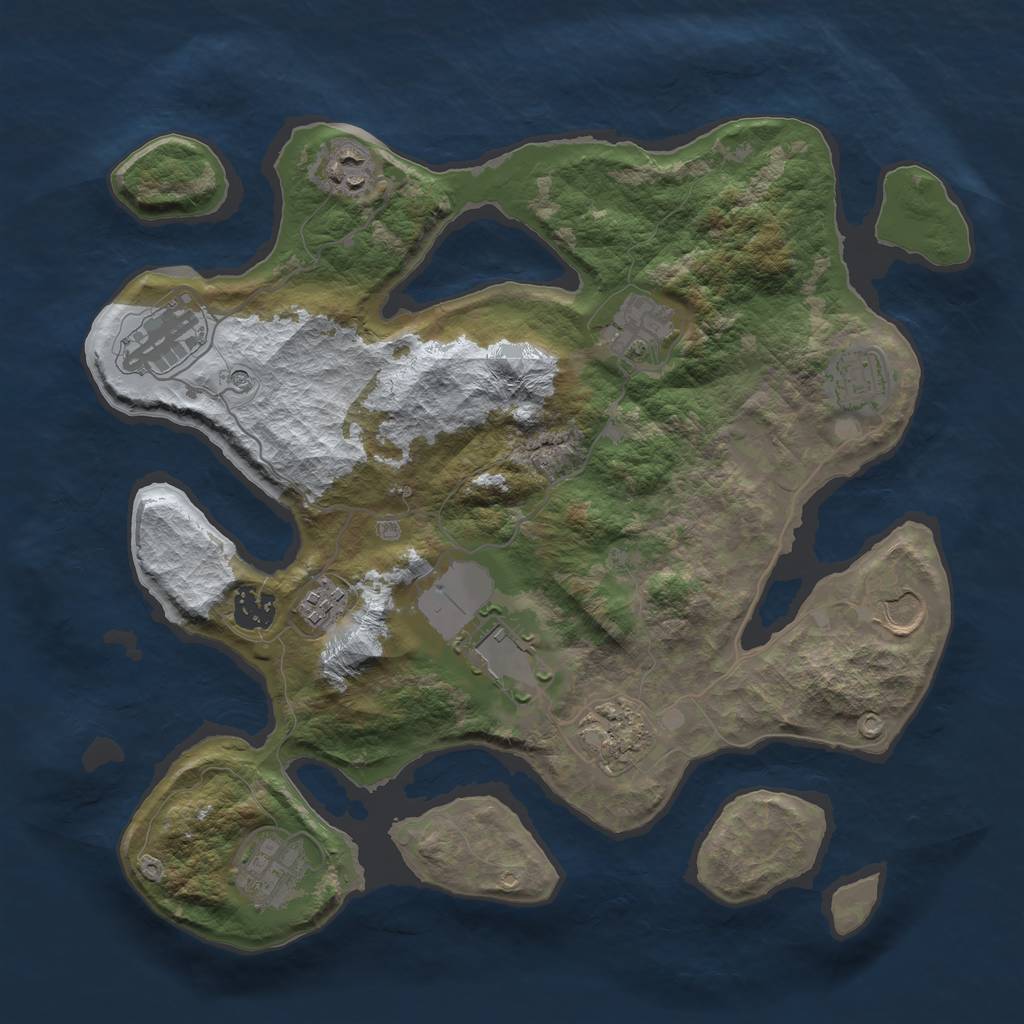 Rust Map: Barren, Size: 3500, Seed: 657050839, 13 Monuments