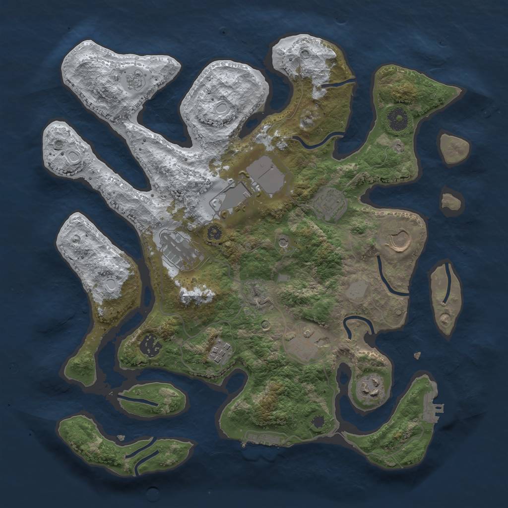 Rust Map: Procedural Map, Size: 3500, Seed: 1545084, 17 Monuments