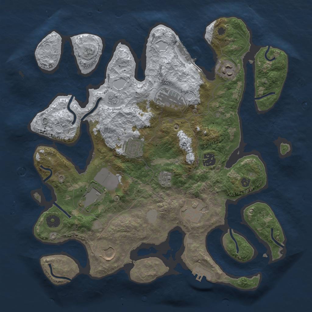 Rust Map: Procedural Map, Size: 3500, Seed: 1190239, 16 Monuments