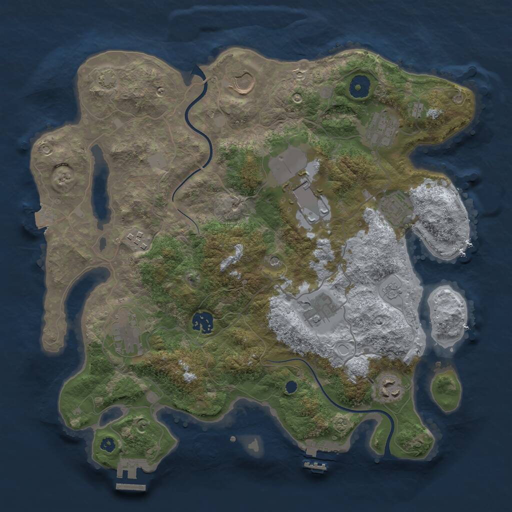 Rust Map: Procedural Map, Size: 3500, Seed: 5278502, 15 Monuments